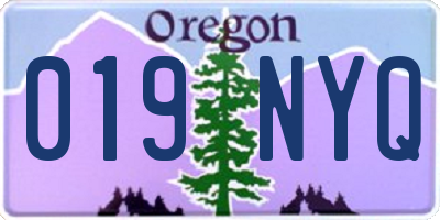 OR license plate 019NYQ