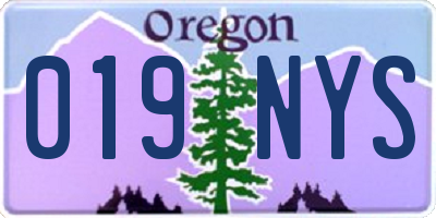 OR license plate 019NYS
