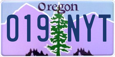 OR license plate 019NYT