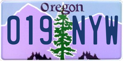 OR license plate 019NYW