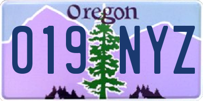 OR license plate 019NYZ