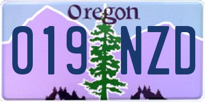 OR license plate 019NZD