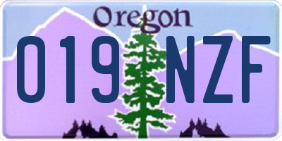 OR license plate 019NZF