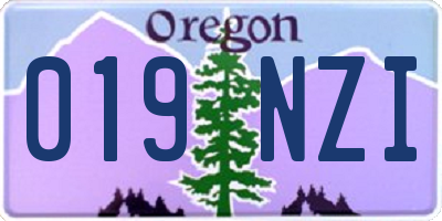 OR license plate 019NZI