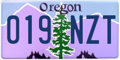 OR license plate 019NZT