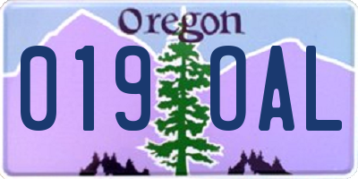 OR license plate 019OAL