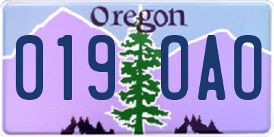 OR license plate 019OAO