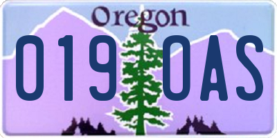 OR license plate 019OAS