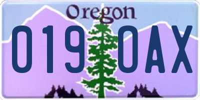 OR license plate 019OAX