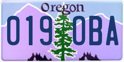 OR license plate 019OBA