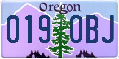OR license plate 019OBJ
