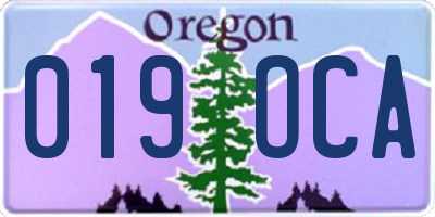 OR license plate 019OCA