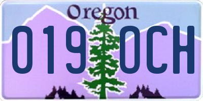 OR license plate 019OCH