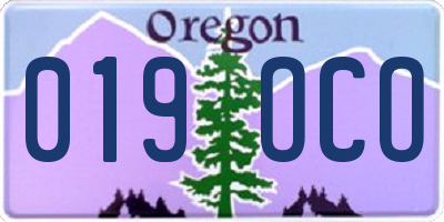 OR license plate 019OCO