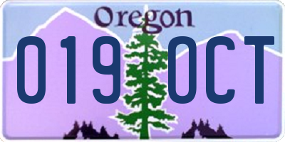 OR license plate 019OCT