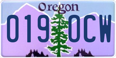 OR license plate 019OCW