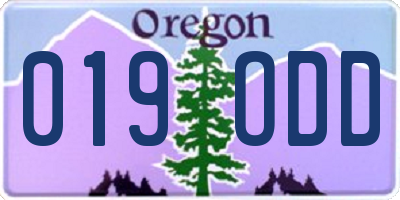 OR license plate 019ODD