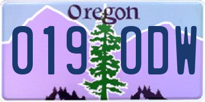 OR license plate 019ODW