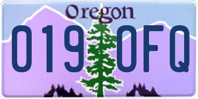 OR license plate 019OFQ
