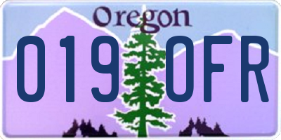 OR license plate 019OFR