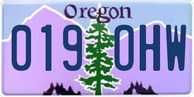 OR license plate 019OHW