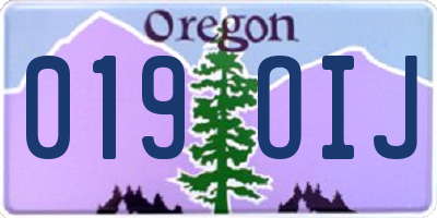 OR license plate 019OIJ