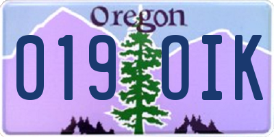 OR license plate 019OIK