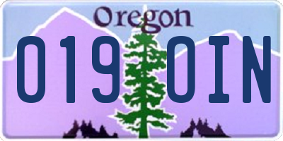 OR license plate 019OIN