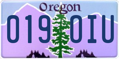 OR license plate 019OIU