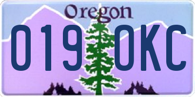 OR license plate 019OKC