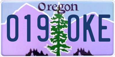 OR license plate 019OKE