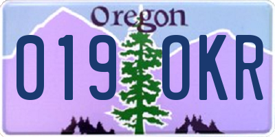 OR license plate 019OKR