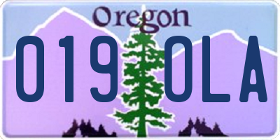 OR license plate 019OLA