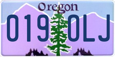 OR license plate 019OLJ