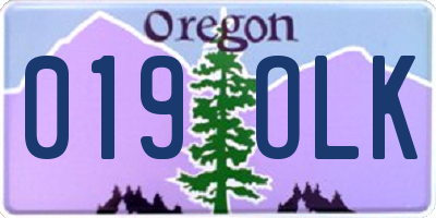 OR license plate 019OLK