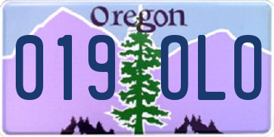 OR license plate 019OLO