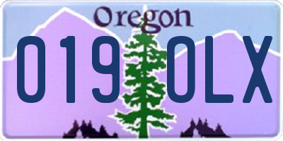 OR license plate 019OLX