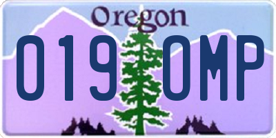 OR license plate 019OMP