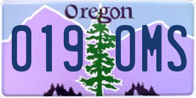 OR license plate 019OMS