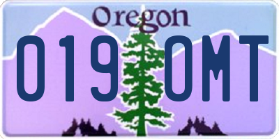 OR license plate 019OMT