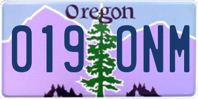 OR license plate 019ONM