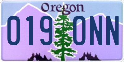 OR license plate 019ONN