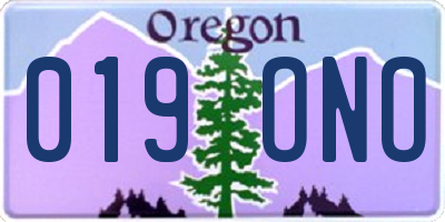 OR license plate 019ONO