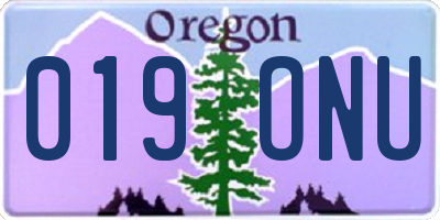 OR license plate 019ONU