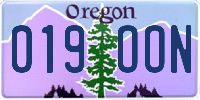 OR license plate 019OON