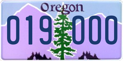OR license plate 019OOO