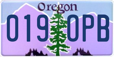 OR license plate 019OPB