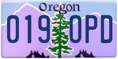 OR license plate 019OPD