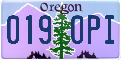 OR license plate 019OPI