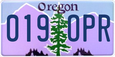 OR license plate 019OPR